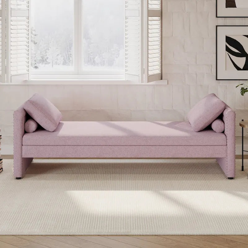 Modern Upholstered Chaise Lounger Daybed with Pillows Small Single Daybed for Living Rooms