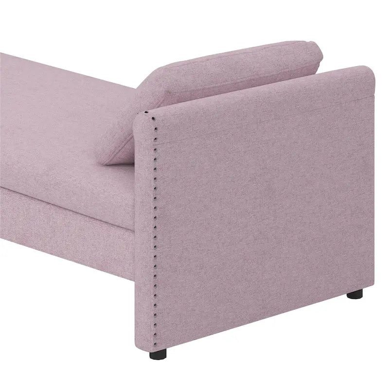 Modern Upholstered Chaise Lounger Daybed with Pillows Small Single Daybed for Living Rooms