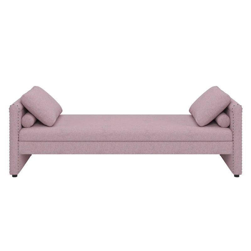 Modern Upholstered Chaise Lounger Daybed with Pillows Small Single Daybed for Living Rooms